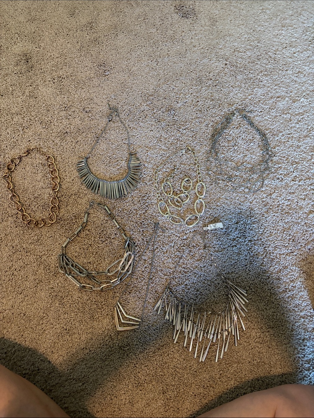 Mixed Metal Statement Necklace Set - Silver and rose Gold Tones-